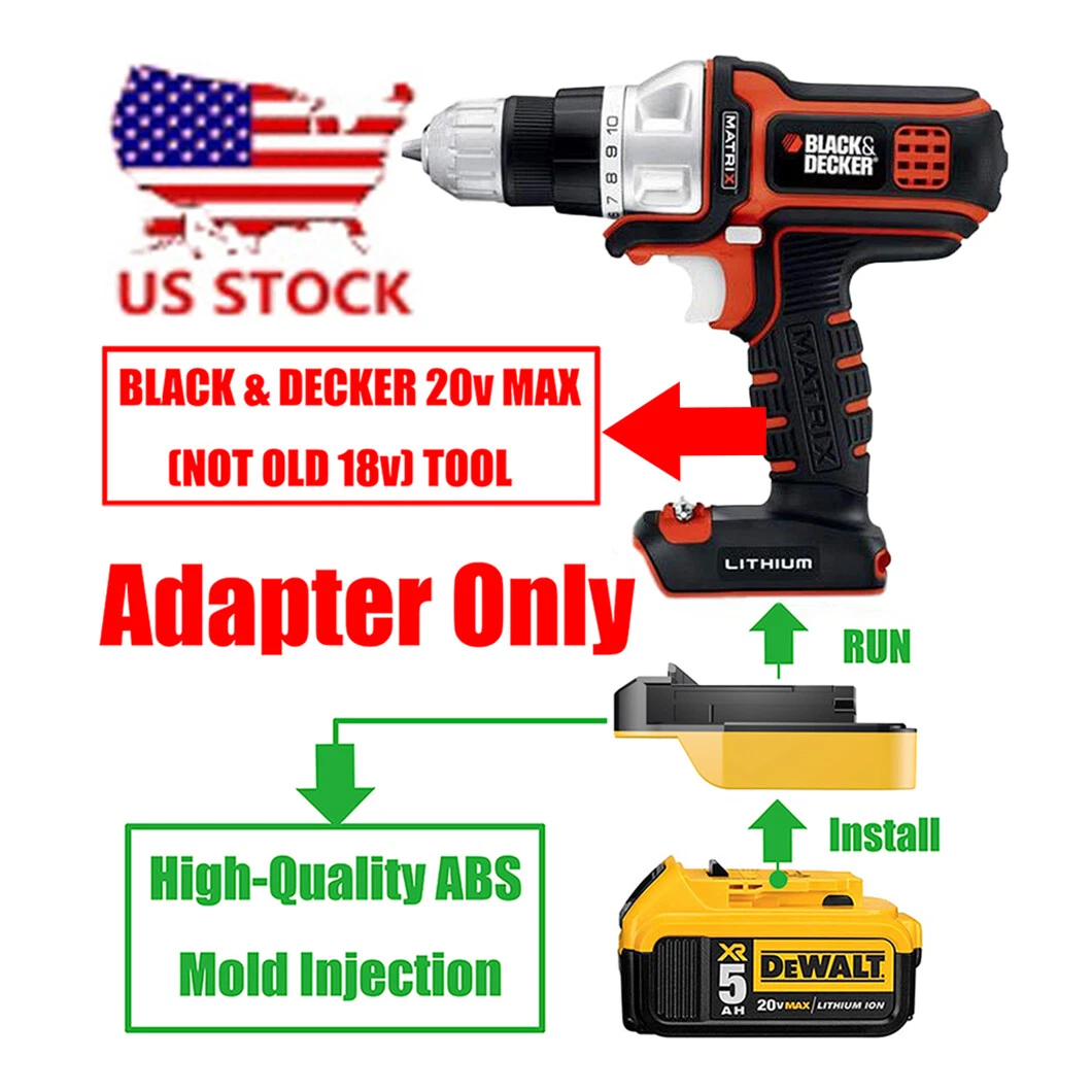 1x Dewalt 20V MAX Li-Ion Battery To Black & Decker 20V MAX Adapter-Adapter  Only