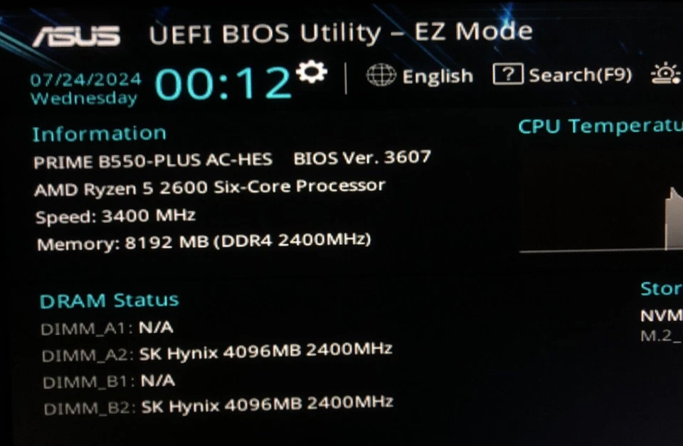 CPU + Motherboard + RAM Combo: ASUS PRIME B550-PLUS AC-HES + Ryzen 5 2600 + 8GB - Image 2 of 4