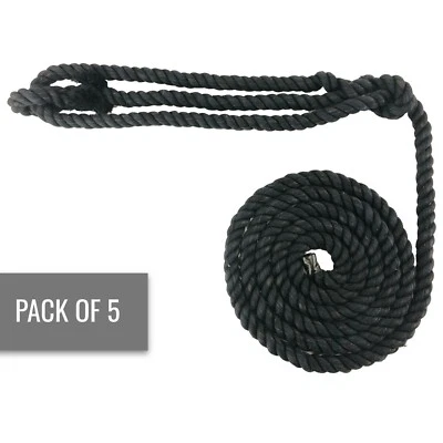 ROPESERVICES UK 5 x 6mm Black Natural Cotton Plain Show Rope Halter x 6 Foot, Cow Sheep Horse