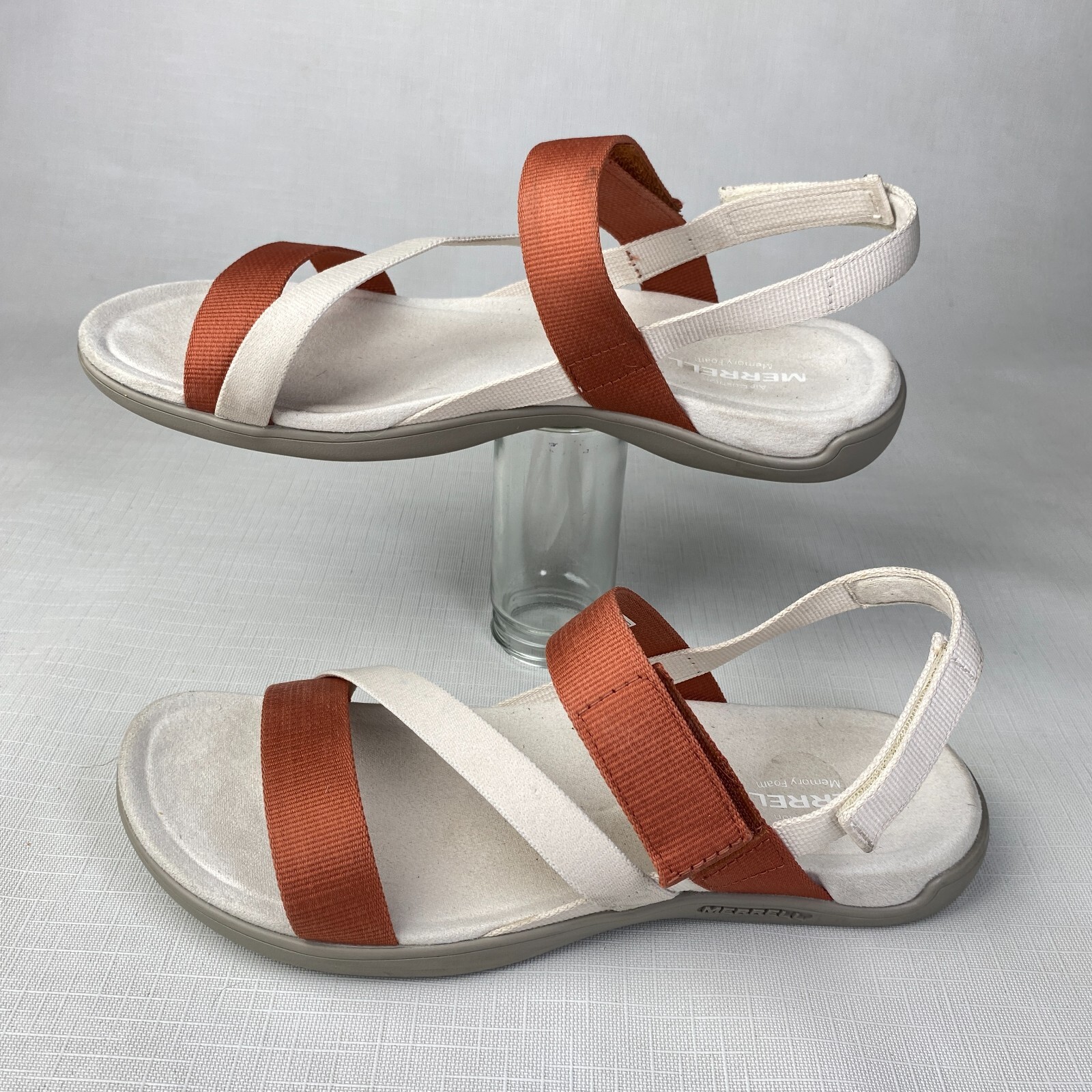 SANDALI CON CINTURINO Merrell Air Cushion Memory Foam! MOON bianco marrone argilla taglia 8