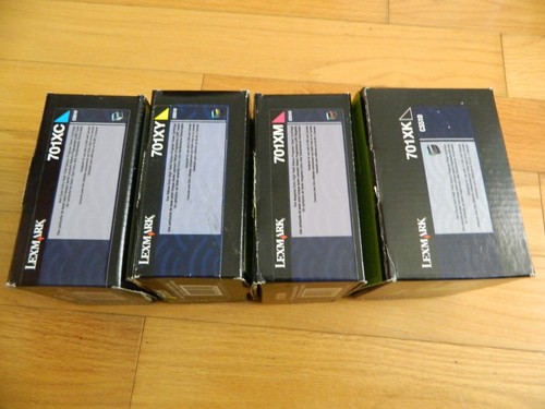 GENUINE SET 4 LEXMARK XTRA HI-YLD TONER CARTRIDGES 701XK 701XC 701XY 701XM CS510 - 第 1/2 張圖片