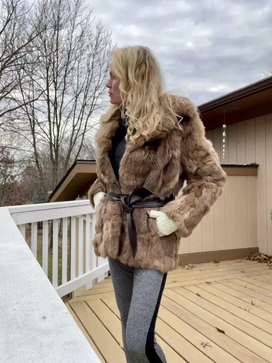 Rabbit fur hotsell coat ebay