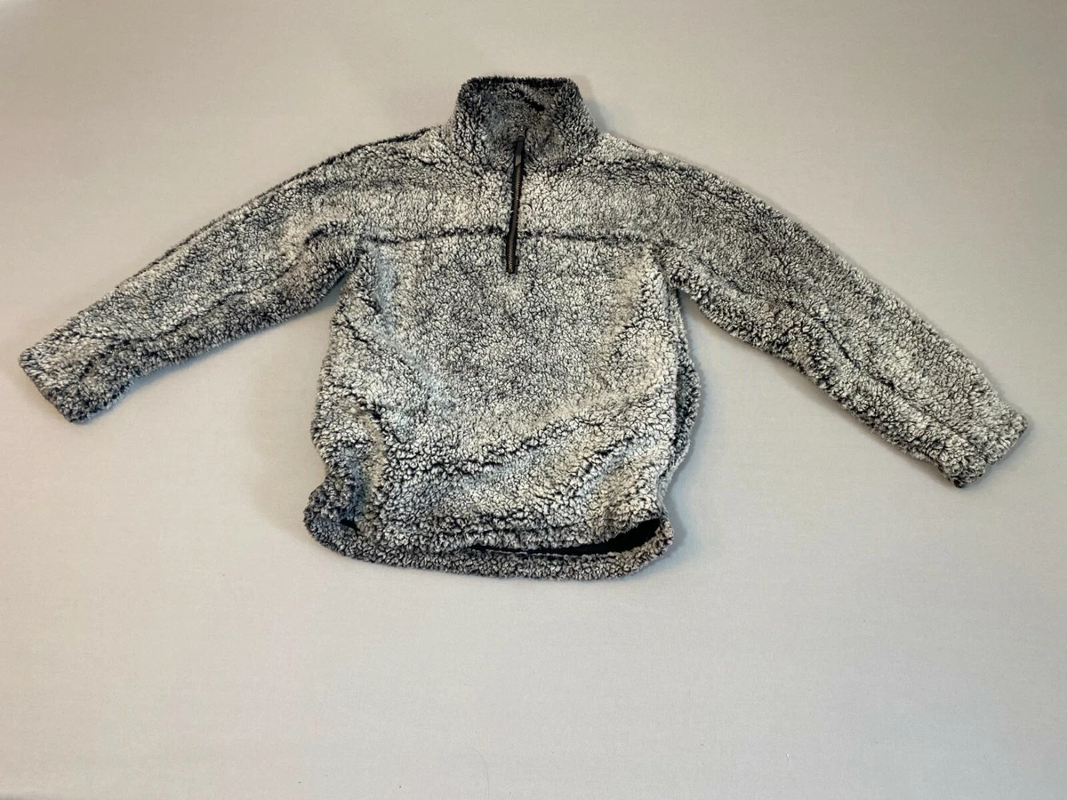 ELODIE Gray Fuzzy Fleece Long Sleeve Pullover Sweater Jacket