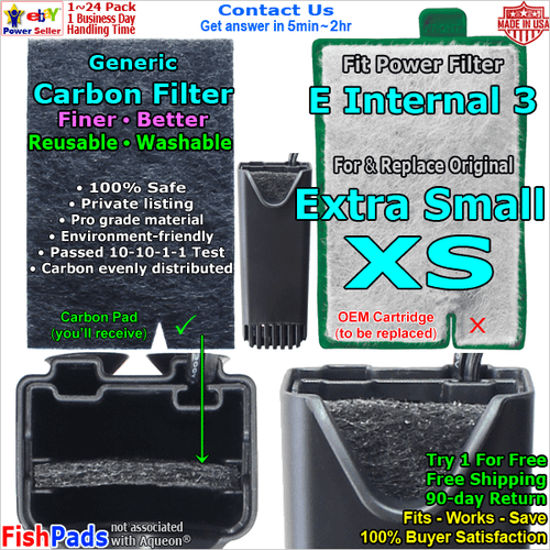 For Aqueon E Internal Power Filter Cartridge Extra Small XS Compatible