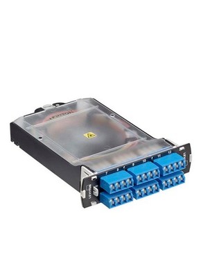 Leviton SDX Molded Splice Module 24-Fiber OS2 Quad LC Shuttered Blue (SPLCS-4LL)