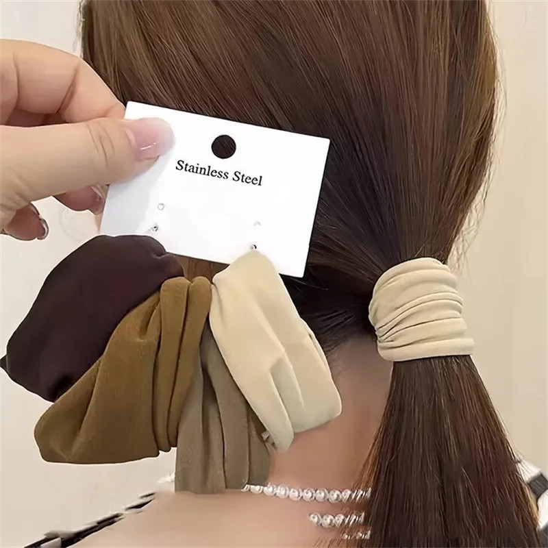 4 Pc Thick Wide Elastic Hair Bands Women Ponytail Holders  display picture 1