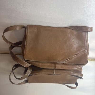 Frank Clegg Shoulder Bag Purse Cognac Brown Leather Hand Made good condition VTG