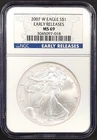 2007 W Silver Eagle certified Early Releases, MS 69 by NGC! NO RESERVE!