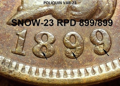1899 Indian Head Cent - XF+ DETAILS, SNOW-23/POLIQUIN VAR-23, BOLD RPD (J312)