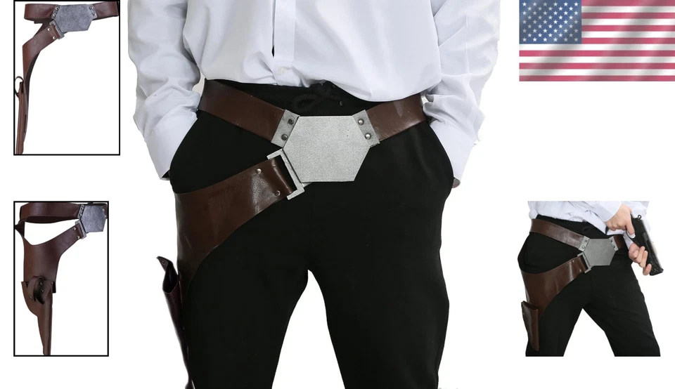Cinto adulto Han Solo fantasia cosplay coldre PU adereços de cinto ajustável - Imagem 2 de 4