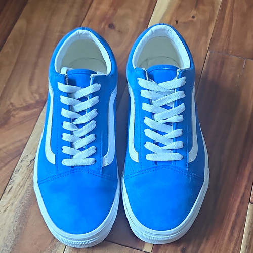 VANS Old Skool Blue/White Suede Low Top Lace-Up Sneakers Rubber Sole