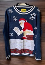 Tipsy Elves Men's Santa Log On The Fire Ugly Christmas Sweater Size Large Funny