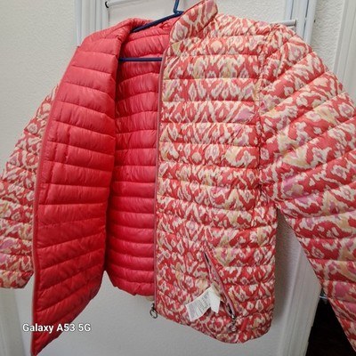 NWOT Barbara Lebek Jacket Reversible Padded Lightweight Zip Pockets Coral XL 