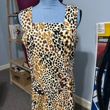 MADISON STUDIO LADIES SIZE 12 SLEEVELESS DRESS LINED ANIMAL PRINT