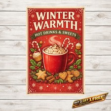 Mrs Claus Shop Vintage Christmas Tin Sign Metal Holiday Kitchen Decor
