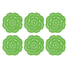 6Pcs Crochet Handmade Doilies 4" Placemats Lace Coasters Light Green
