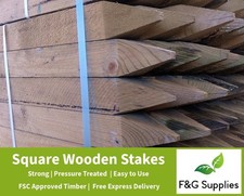 10 x 1.2m tall x 45mm wide Square Wooden Tree Stakes pressure treated wood