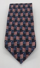 USA Flags Patriotic Necktie. Red White  Blue American Traditions Silk Men's Tie