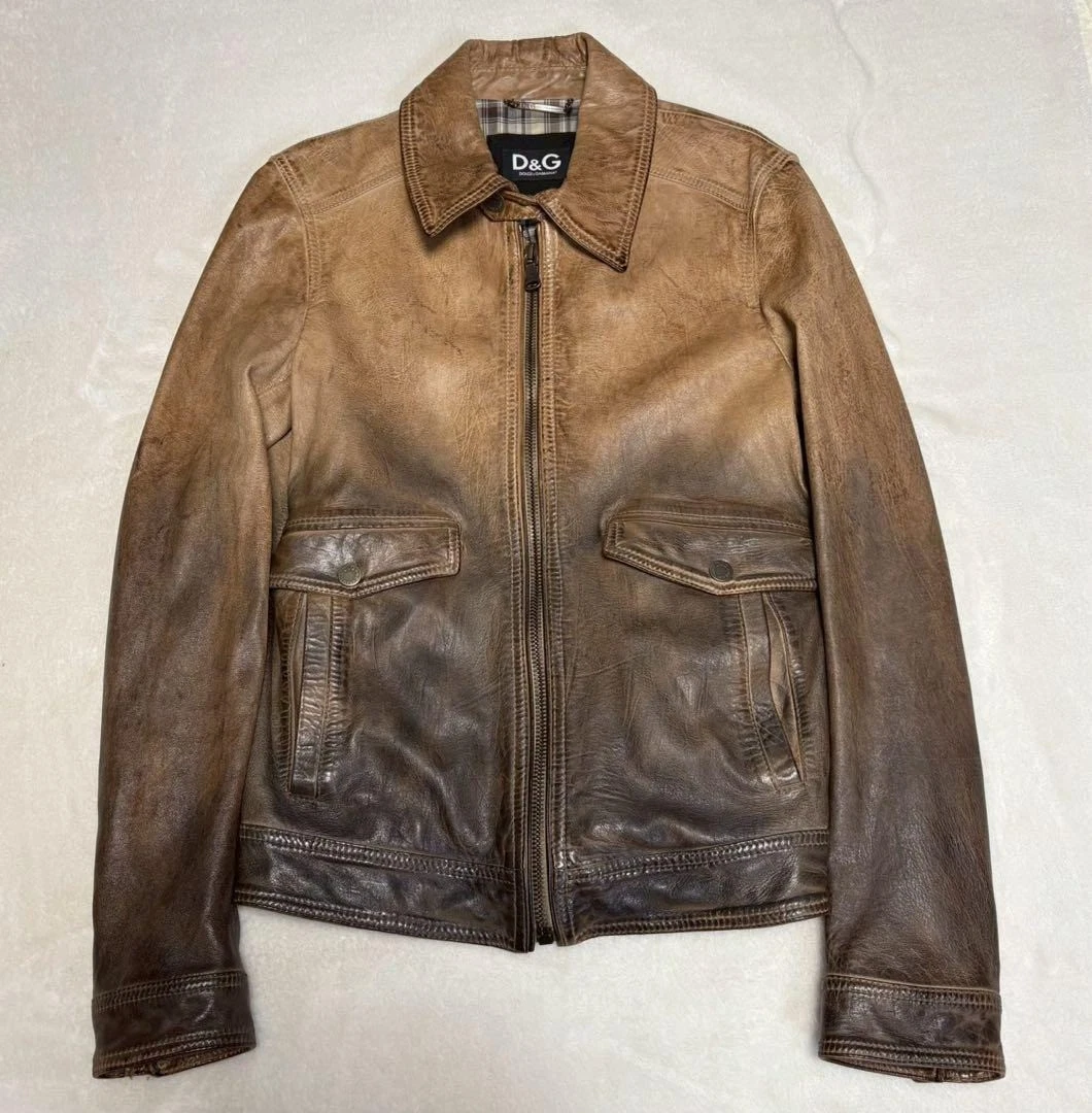 Dolce&Gabbana Leather Outer Shell Brown Coats, Jackets & Vests for