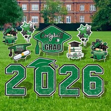 Large 11 PCS Graduation Yard Signs, Class of 2026 Congrats Grad Outdoor Lawn Yar