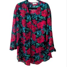 Vintage 90s Victoria's Secret Gold Label Floral Burnout Nightgown Size Large