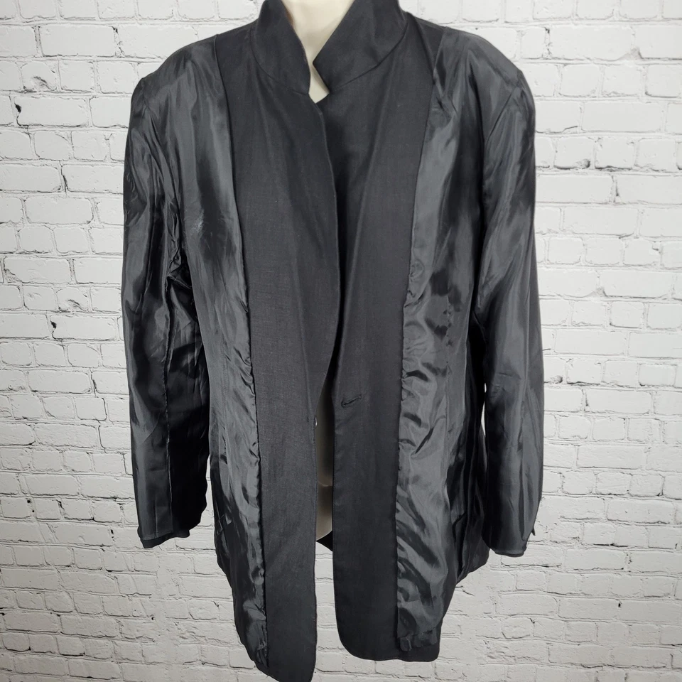 VTG Newport News Black Linen Cotton Blend 1 Button Blazer Suit Jacket Size XL - Image 4 of 4