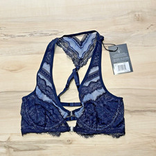 Thistle and Spire Bra Racerback Lace Denim Blue Size 32C New