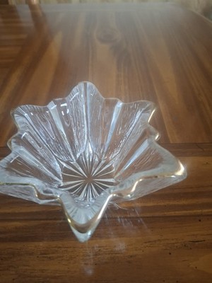 Stunning Ice Glass Vintage Art Deco Style Designed With Star Shape/Gold Rim