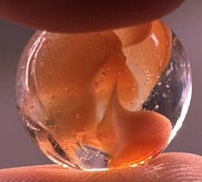 Vintage 0.60 Marble Pink Rose Petals Pontil Cold Crease NM