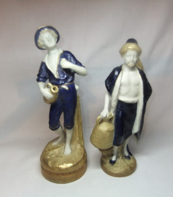 Paar Royal Dux Porzellan Figuren Wasserträger rosa Dreieck Modell 1444 & 2223 AF
