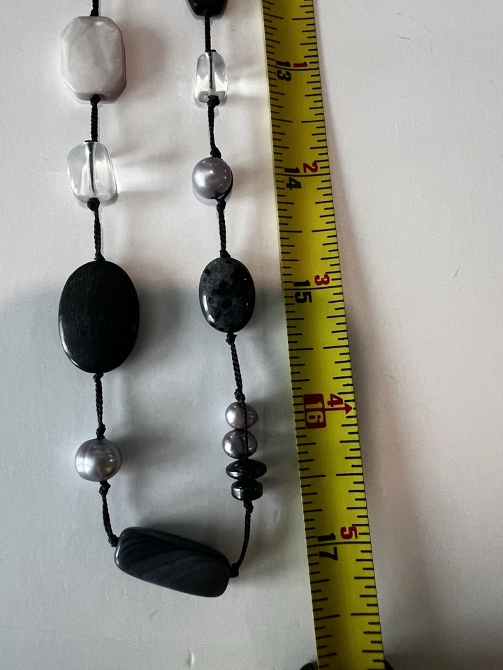 "Collar de piedras preciosas mixtas Silpada cuentas de hematita, perlas y ágata 17""" Foto 4 de 4