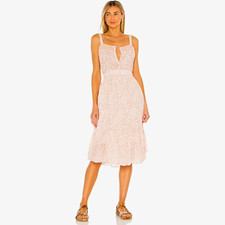 LoveShackFancy  Tove Cotton Floral Midi Dress in Vanilla Foam Size 8