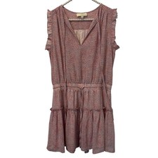 Pinch Drawstring Waist Printed Mini Dress Medium Summer Beach Peasant Feminine