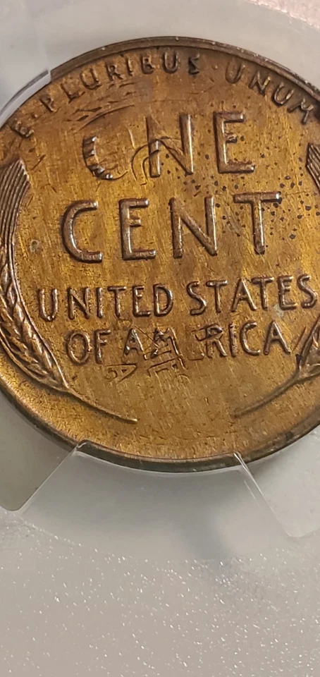 1958 wheat penny Doubled Struck Rotated In Collar PCGS Doubled Date,  Double  - Image 4 of 4