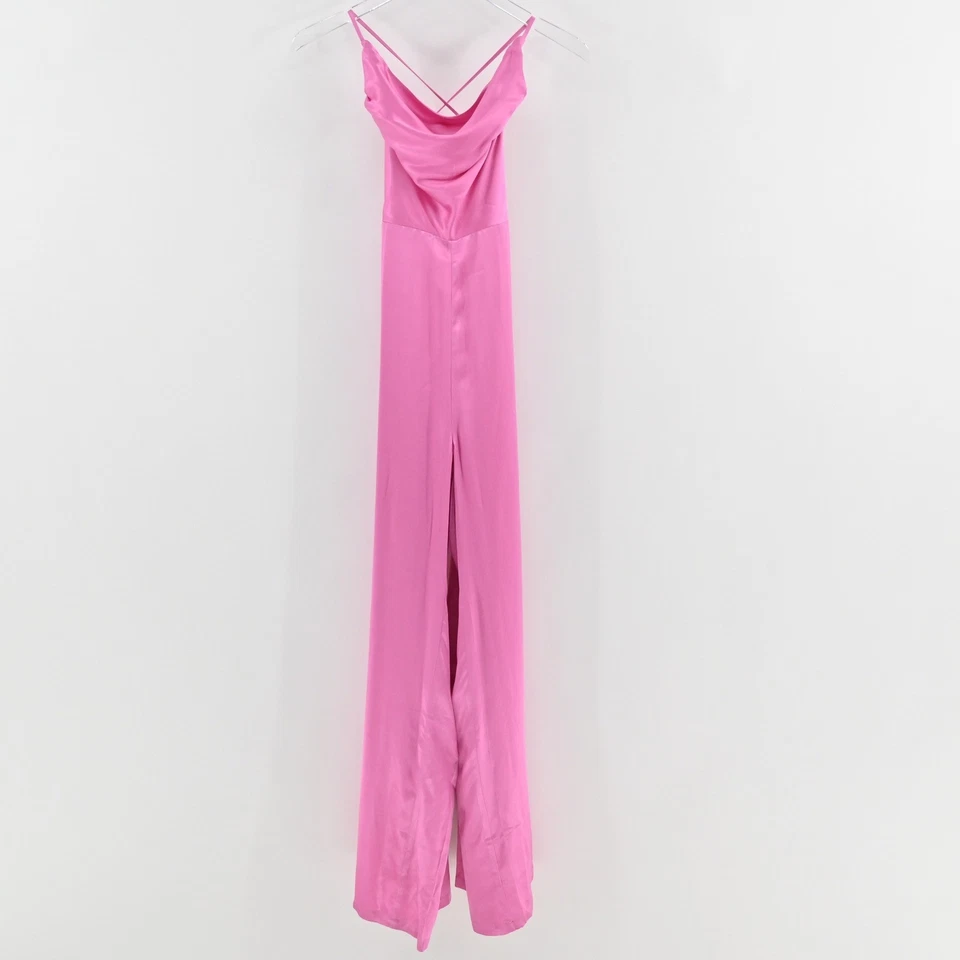 Meshki Womens Satin Wide Leg Jumpsuit Size S Pink Strappy Backless Elegant - Image 3 of 4