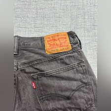 Levis 501xx 501 Mens 34x32 Actual 32x29 Black Denim Button Fly Jeans Distressed