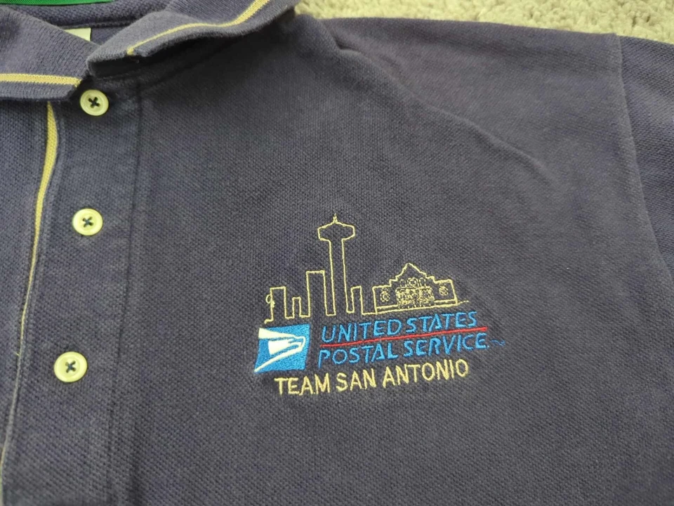 Винтажная мужская рубашка-поло почтовой службы США XL Team San Antonio Outer Banks сделано в США - Изображение 2 из 4