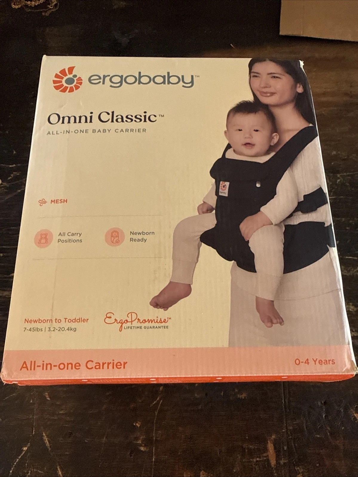 Ergobaby Omni 360 Cool Air Mesh Baby Carrier (7lbs - 45lbs) New Onyx Black