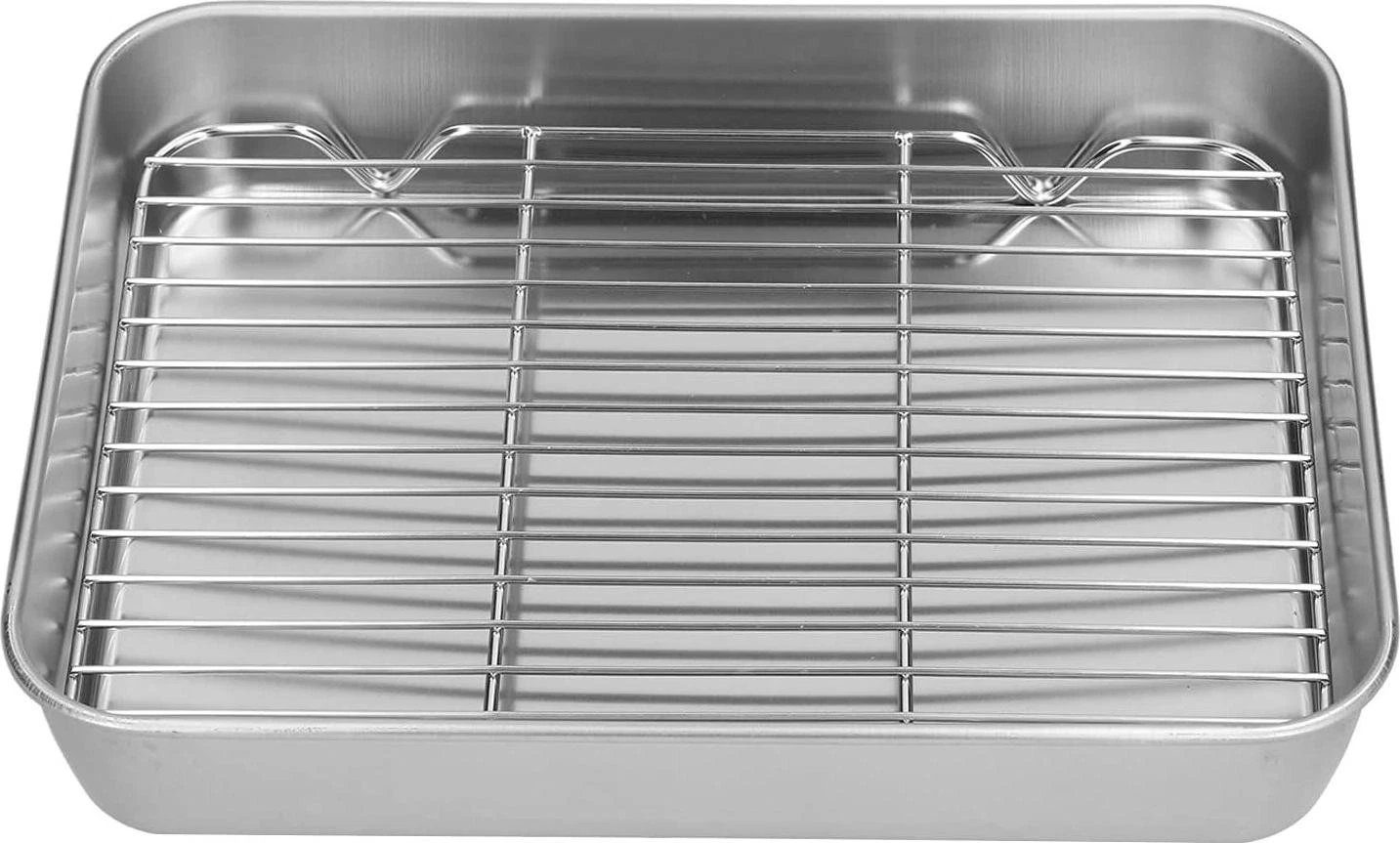 Broiler Pan For Oven, Rectangular Tray Deepened Kitchen Bakeware Rack Roaster