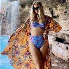 TABITHA BROWN x Target Tropical Leopard Print High Cut Bikini Set NWT Sz. S / M