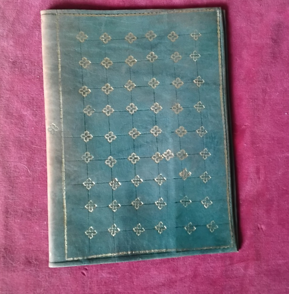 Vintage Moroccan Leather Book Cover 22 Carat (Karat) Gold Embossed~8.5 "x 6.25"