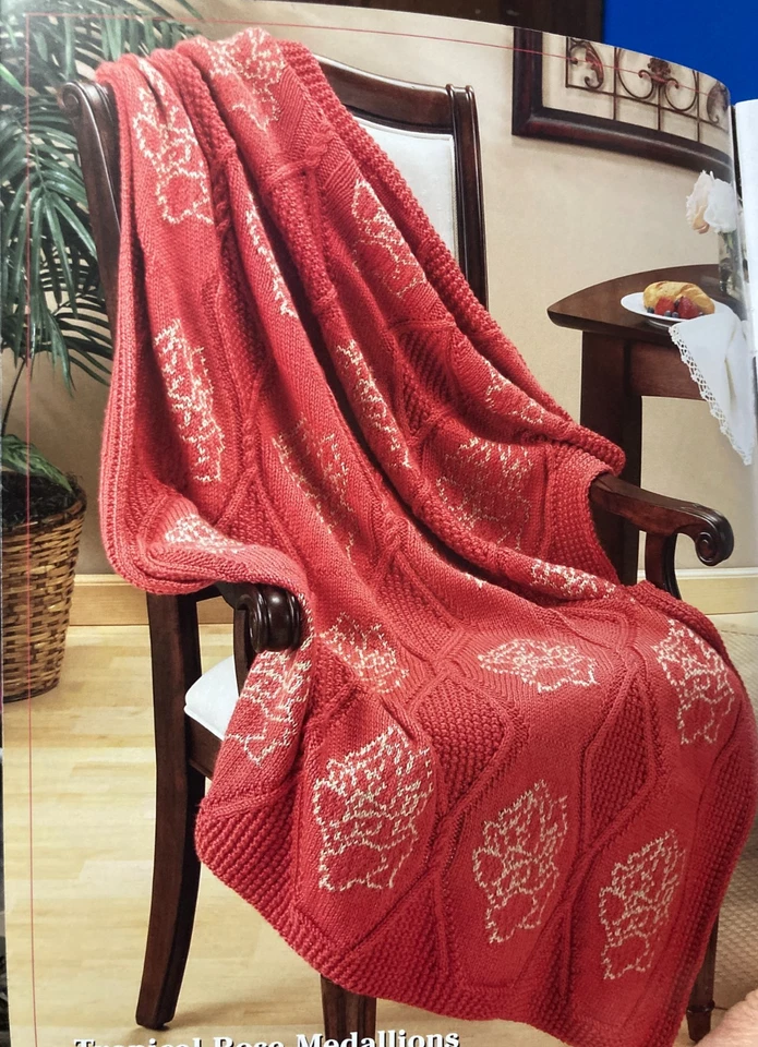 Afganos tejidos: Navidad pasada, rosas, gloria de otoño, folleto patrón de gavillas de trigo Foto 4 de 4