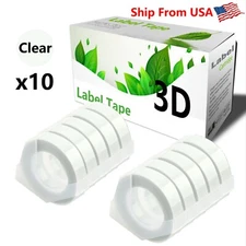 10 Clear Rolls Label Tape for Dymo 3D 9mm x 3m Embossing Label Maker Tape 3/8"
