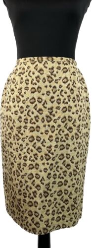 Dana Buchman Sheath Skirt Women's Size 4 Leopard Print 100% Silk Fully Lined - Afbeelding 1 van 18