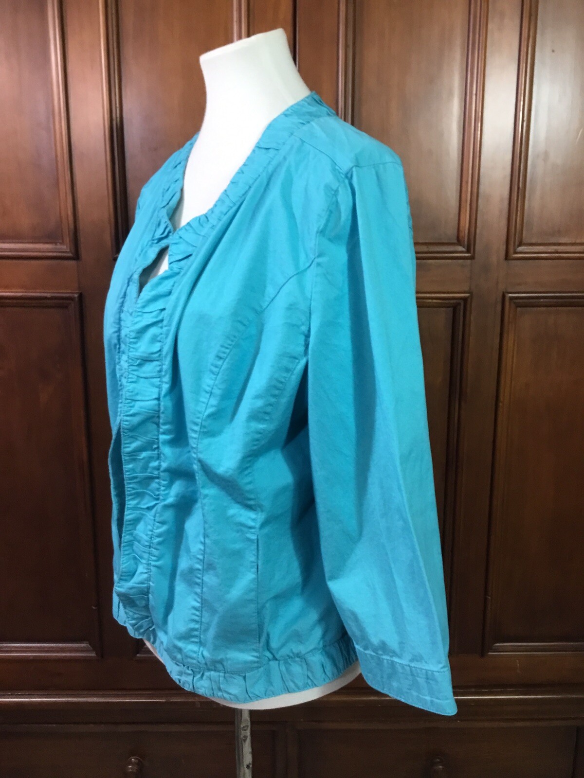 christopher & banks solid light blue ruffled dist… - image 5