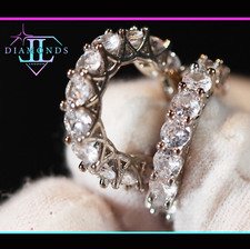 Brilliant Cut Diamond Hoop Earrings, Silver Hoop Earrings, Womens Hoop Earrings