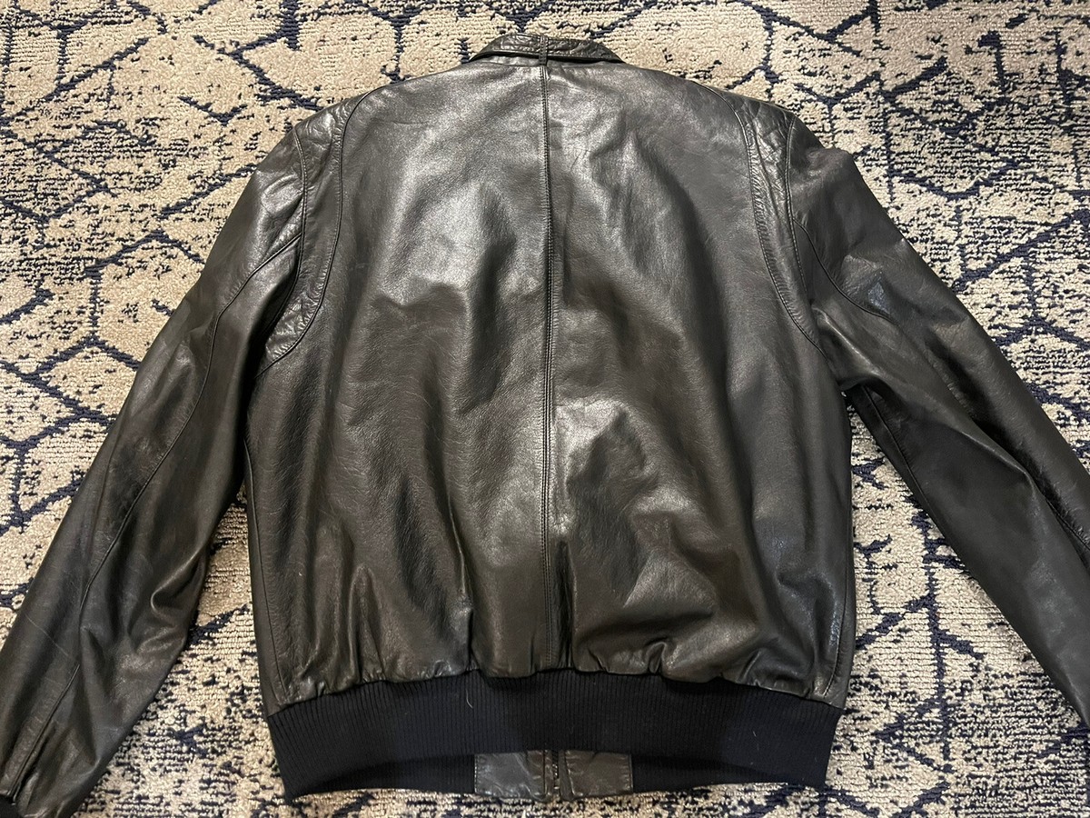 Berman's レザージャケット サイズ40 黒 Berman's Black Leather CAFE Jacket w Zip-in Vest Liner- size