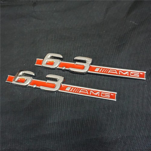 3x 6.3AMG Silver Chrome Red Plastic Badge Emblem Decal Sticker V8 Edition Luxury - Picture 5 of 20