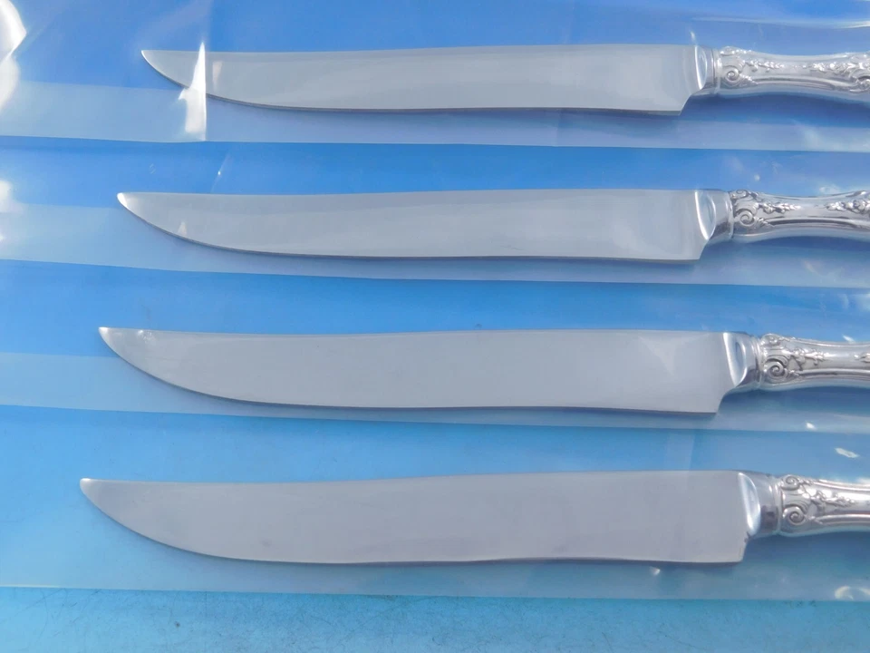 Conjunto de facas para bife King Richard by Towle prata esterlina 4 peças tamanho Texas personalizado - Imagem 4 de 4