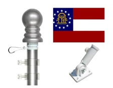Georgia 3'x5' Polyester Flag & Spinner Flagpole Set w/Adjustable Bracket